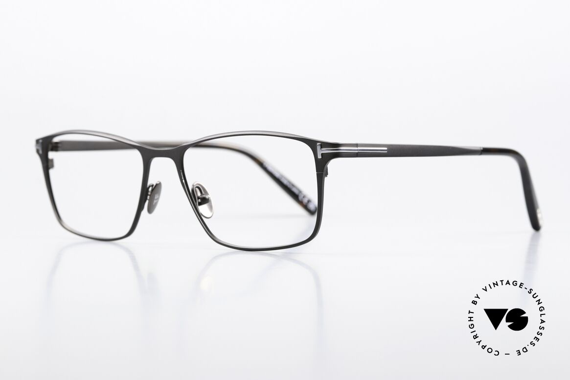 Tom Ford TF5935 Eckige Vollrandbrille Titan, leichte Titanium-Fassung in mattschwarz & silber, Passend für Herren