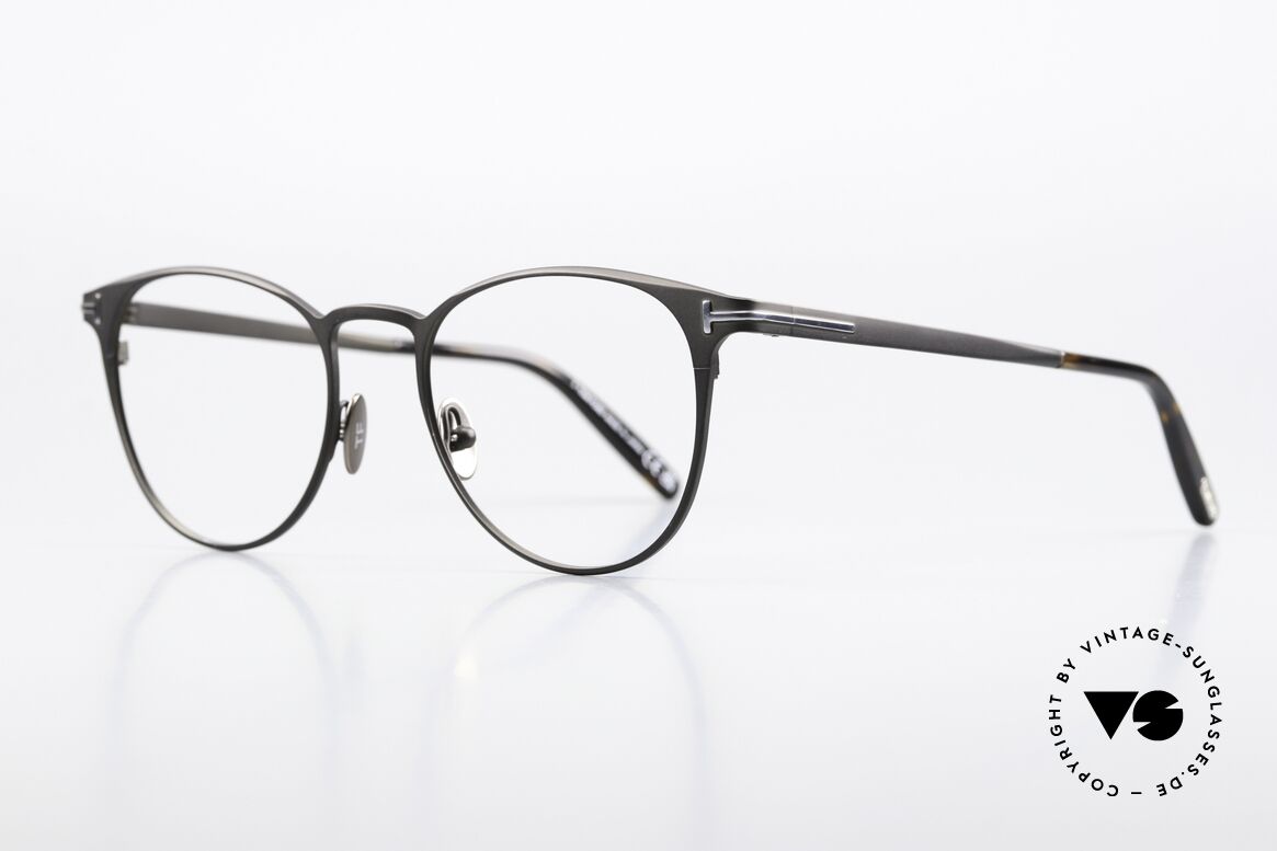Tom Ford TF5936 Titaniumbrille Made In Japan, leichte Titanium-Fassung in mattschwarz & silber, Passend für Herren und Damen