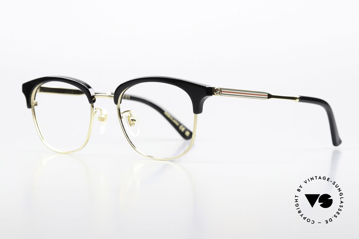 Gucci GG0590OK Kombibrille Gold Schwarz, stilvolle Damenbrille und Herrenbrille zugleich, Passend für Herren und Damen