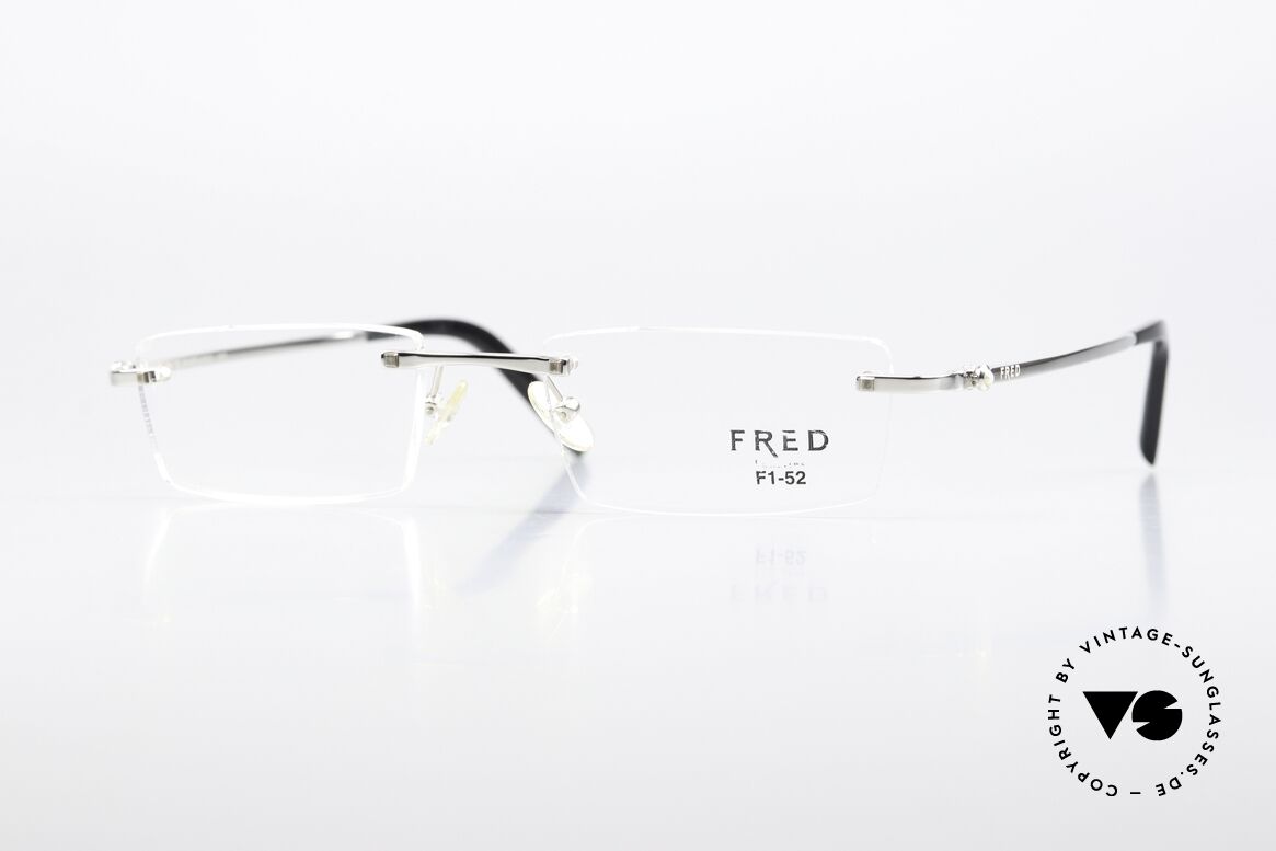 Fred Sainte-Lucie Echte Perle Als Bügeldekor, original Fred Brille, Model 'Sainte-Lucie' in Größe 52, Passend für Herren und Damen