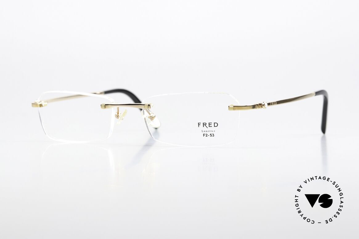 Fred Sainte-Lucie Bügeldekor Mit Echter Perle, original Fred Brille, Model 'Sainte-Lucie' in Größe 53, Passend für Herren und Damen