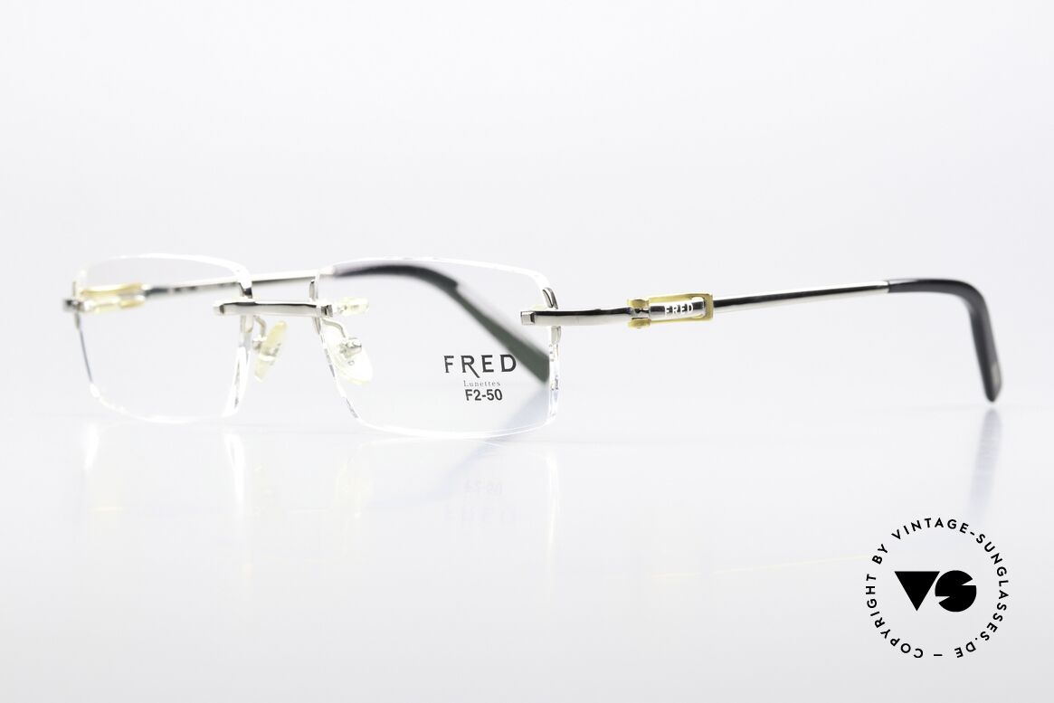 Fred Aberdeen Markante Eckige Glasform, zeitlose, randlose Luxusbrille mit F2-Glasform (50mm), Passend für Herren