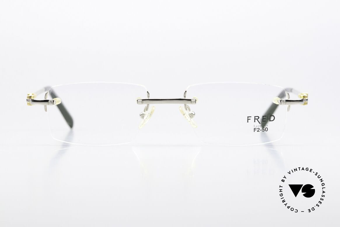 Fred Aberdeen Markante Eckige Glasform, kostbare Fassung; platin-plattiert und GOLD-PLATED, Passend für Herren