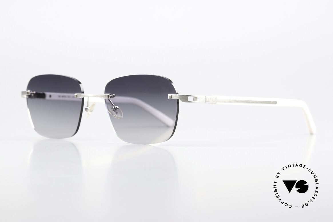 Fred Move F1 Randlose Sonnenbrille Luxus, sehr edel, platin-plattiert mit weißen Bügeln (col. 012), Passend für Herren und Damen