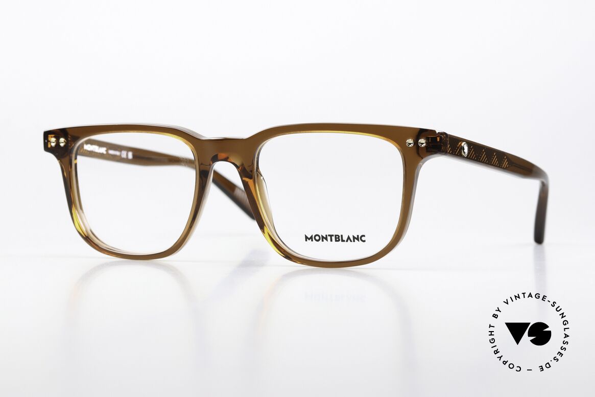 Montblanc MB0256O Herrenbrille Eckig Azetat, eckige Brille von Montblanc, MB0256O; Größe 53/20, Passend für Herren