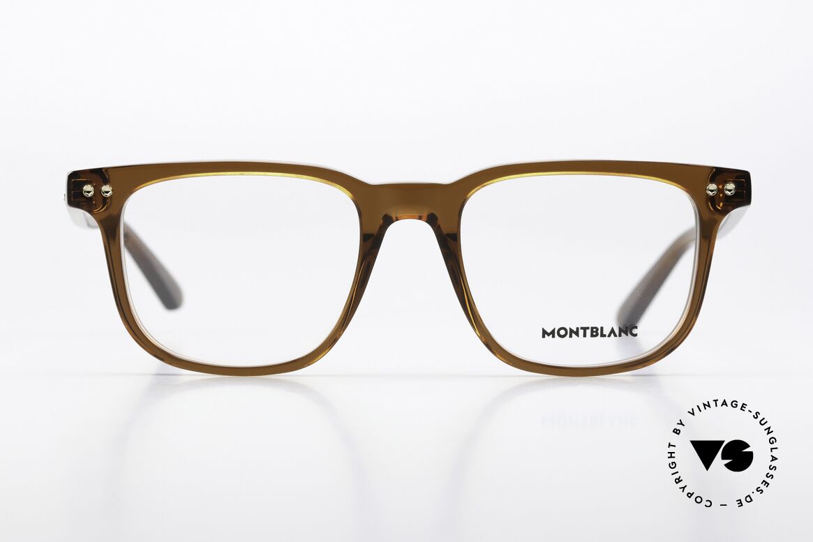 Montblanc MB0256O Herrenbrille Eckig Azetat, charakteristisches Montblanc-Logo als Bügeldekor, Passend für Herren