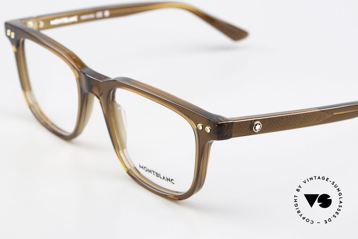 Montblanc MB0256O Herrenbrille Eckig Azetat, aber auch als markante Damenbrille ein Hingucker, Passend für Herren