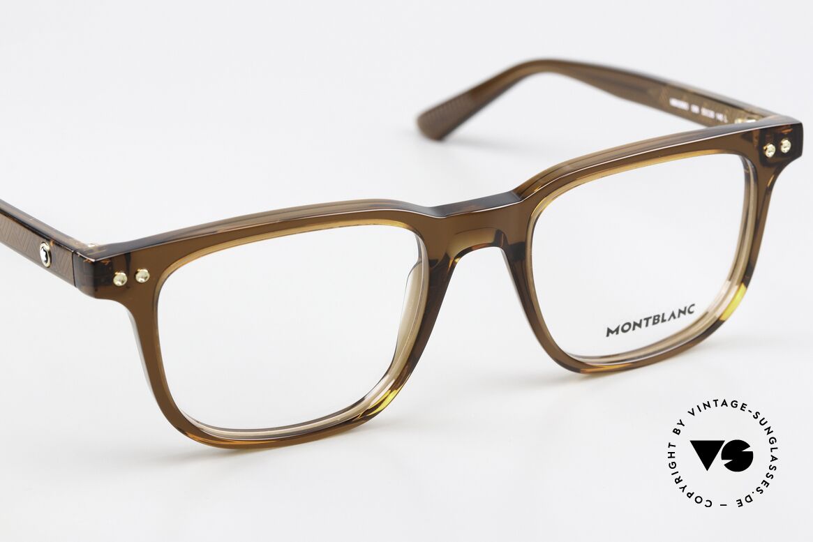 Montblanc MB0256O Herrenbrille Eckig Azetat, die LARGE Fassung kann beliebig verglast werden, Passend für Herren