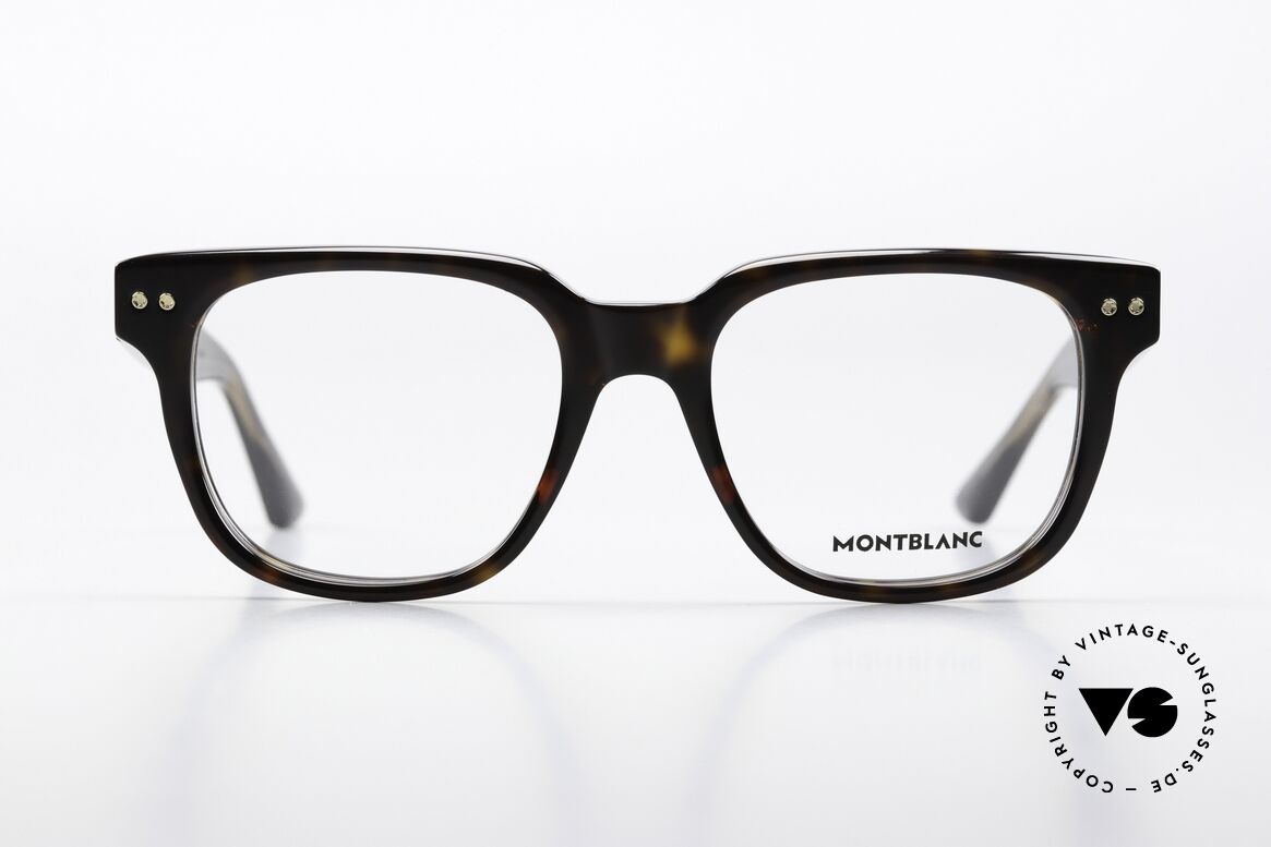 Montblanc MB0321O Eckige Herrenbrille Azetat, charakteristisches Montblanc-Logo als Bügeldekor, Passend für Herren