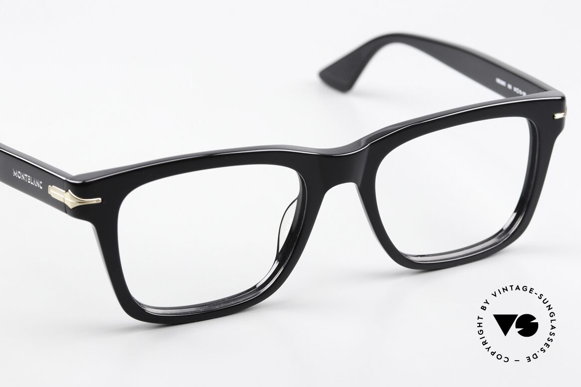 Montblanc MB0266O Vollrandbrille Eckig Schwarz, die LARGE Fassung kann beliebig verglast werden, Passend für Herren