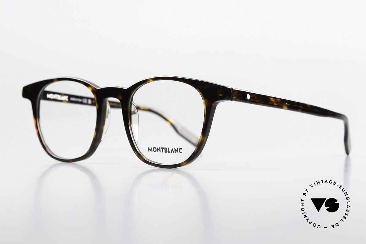 Montblanc MB0153O Klassische Brille Für Männer, charakteristisches Montblanc-Logo als Bügeldekor, Passend für Herren