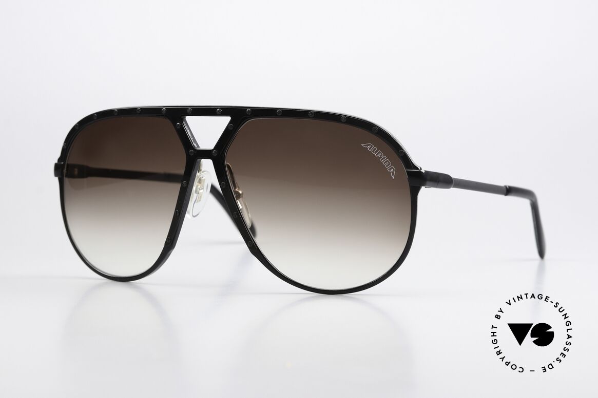 Alpina M1 West Germany Brille 1986, komplett schwarzer Rahmen & schwarze Schrauben, Passend für Herren