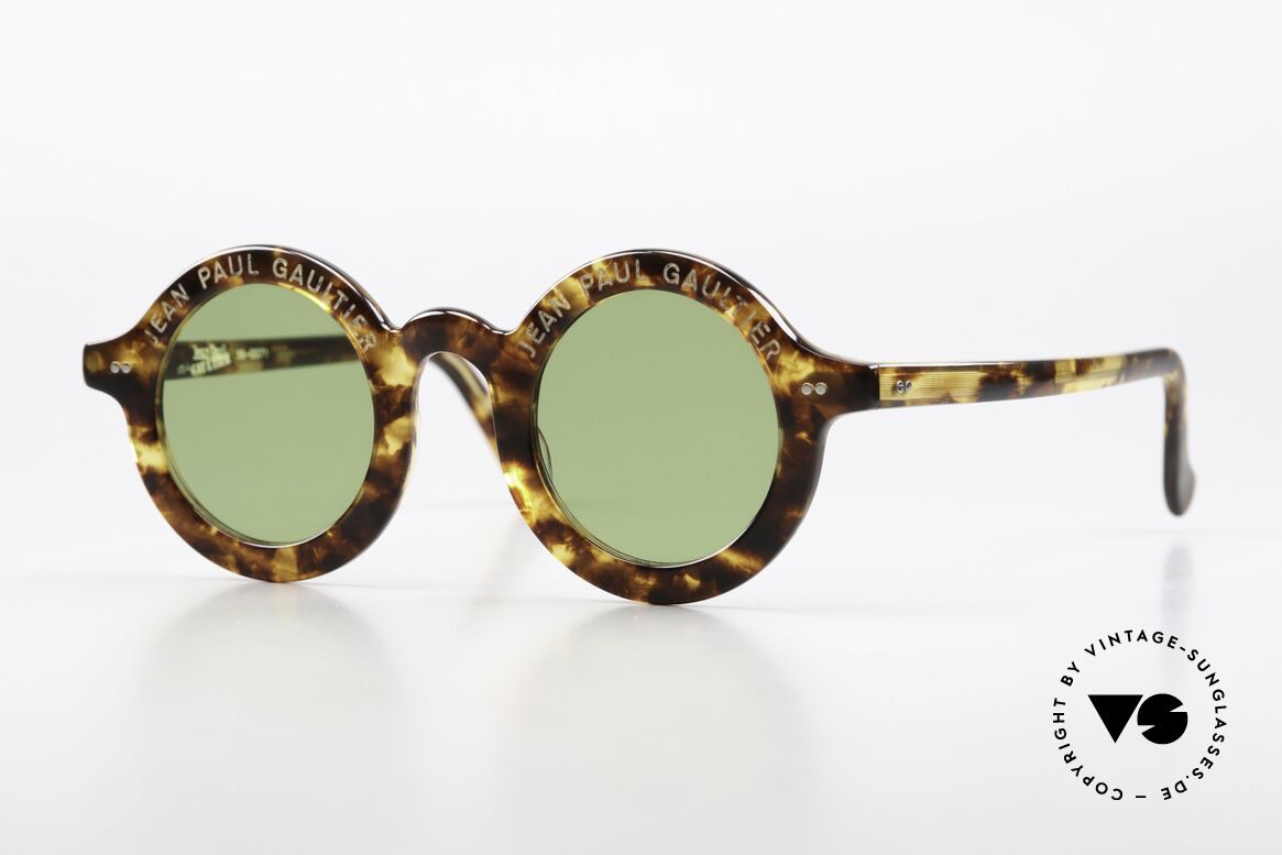 Jean Paul Gaultier 56-0071 Gaultier Schriftzug Auf Front, 56-0071: seltene alte Gaultier Sonnenbrille aus Azetat, Passend für Herren und Damen