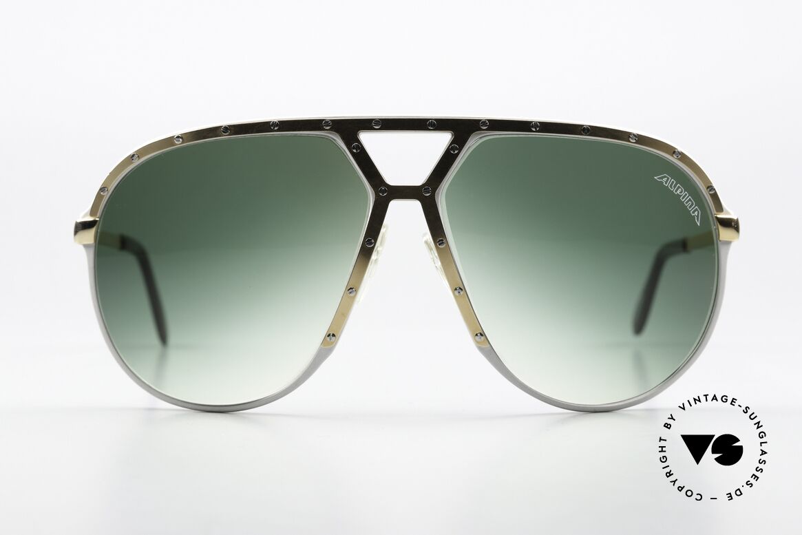 Alpina M1 Stevie Wonder Sonnenbrille, Rahmen silber, Blende gold und Schrauben silber, Passend für Herren