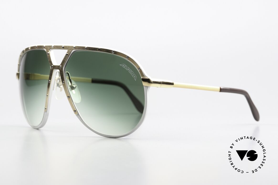 Alpina M1 Stevie Wonder Sonnenbrille, Sonnengläser in grün-Verlauf mit orig. Alpina Logo, Passend für Herren