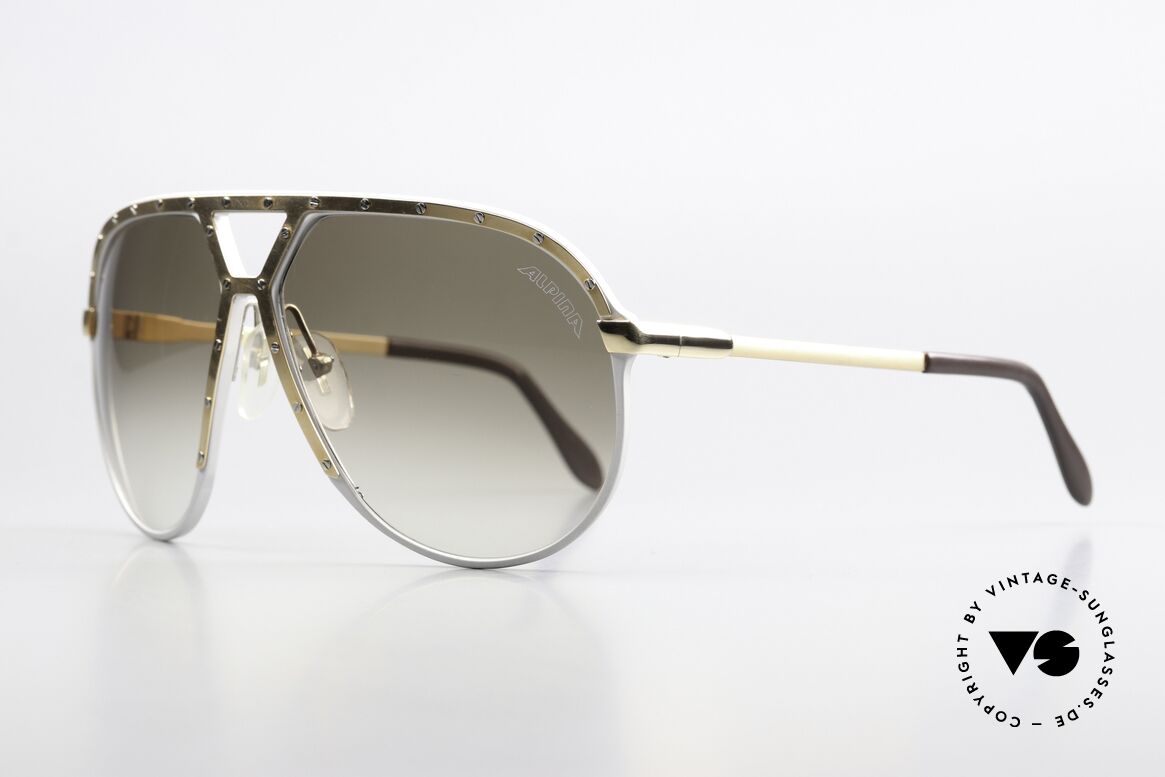 Alpina M1 80er Brille Stevie Wonder, Sonnengläser in braun-Verlauf mit orig. Alpina Logo, Passend für Herren