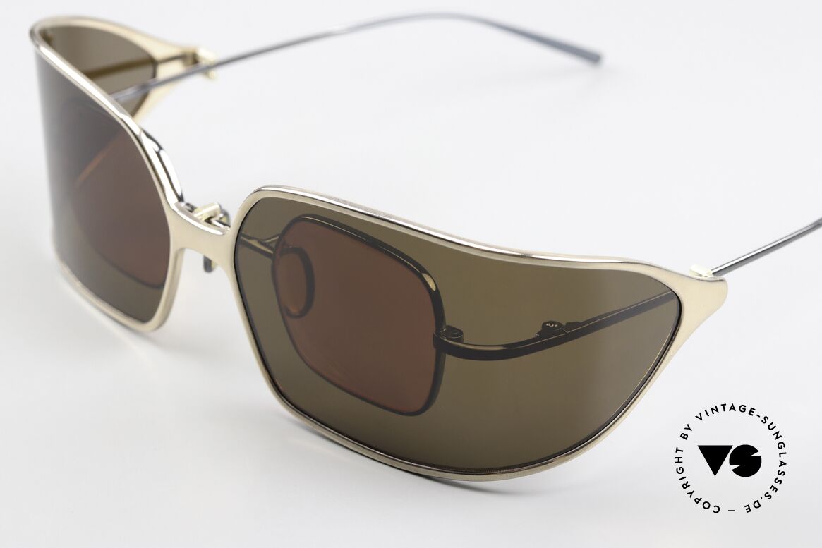 Christian Roth 14004 Gunmetal & Goldener Clip-On, mit großem Wrap Around Sonnen-Clip; polarisierend, Passend für Herren und Damen