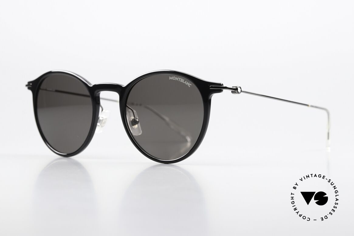 Montblanc MB0097S Pantosonnenbrille Klassisch, Azetat-Brillenfront mit Metallbügeln in gunmetal, Passend für Herren