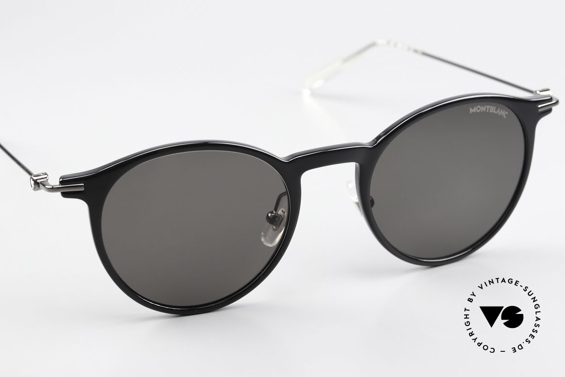 Montblanc MB0097S Pantosonnenbrille Klassisch, graue Kunststoff-Sonnengläser (mit 100% UV Schutz), Passend für Herren