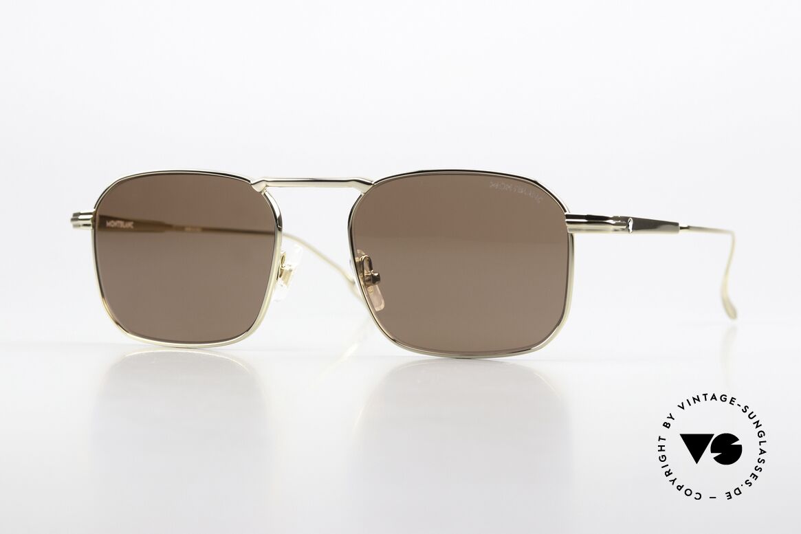 Montblanc MB0218S Herrensonnenbrille Eckig, klassische Montblanc Herrensonnenbrille in gold, Passend für Herren