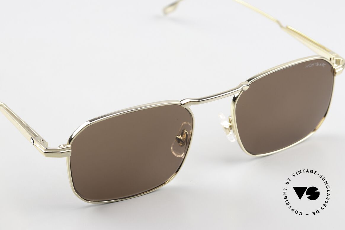 Montblanc MB0218S Herrensonnenbrille Eckig, braune Kunststoff-Sonnengläser (mit 100% UV Schutz), Passend für Herren