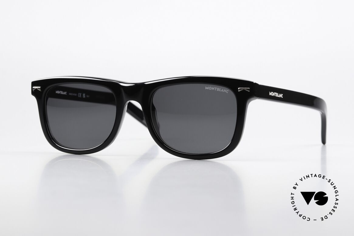 Montblanc MB0260S Eckige Sonnenbrille Azetat, klassische Montblanc Herrensonnenbrille; schwarz, Passend für Herren