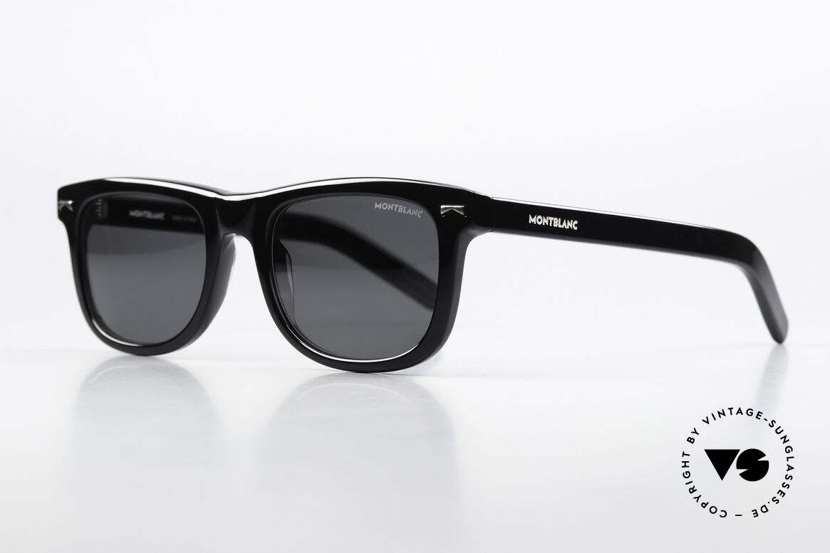Montblanc MB0260S Eckige Sonnenbrille Azetat, hochwertige Azetat Vollrand-Fassung; made in Italy, Passend für Herren
