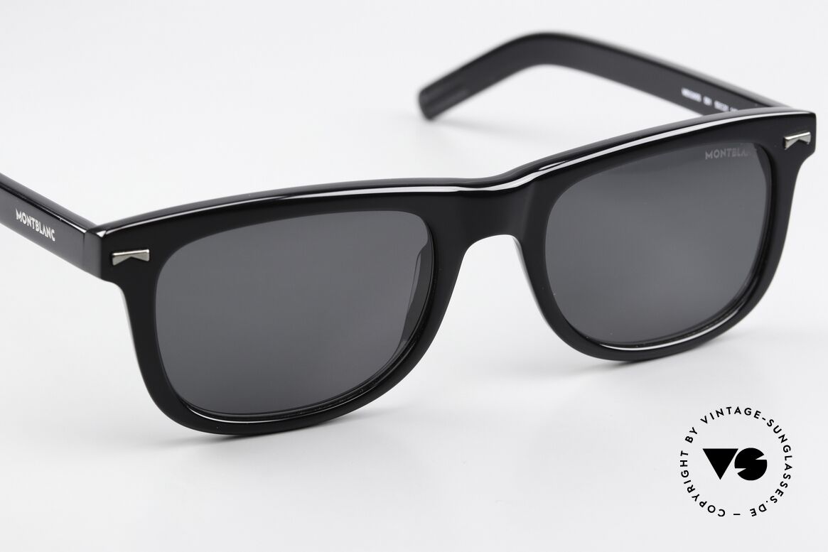 Montblanc MB0260S Eckige Sonnenbrille Azetat, graue Kunststoff-Sonnengläser (mit 100% UV Schutz), Passend für Herren