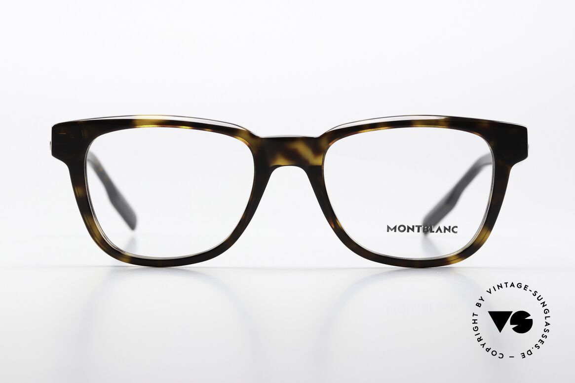 Montblanc MB0178O Vollrandbrille Azetat Eckig, charakteristisches Montblanc-Logo als Bügeldekor, Passend für Herren