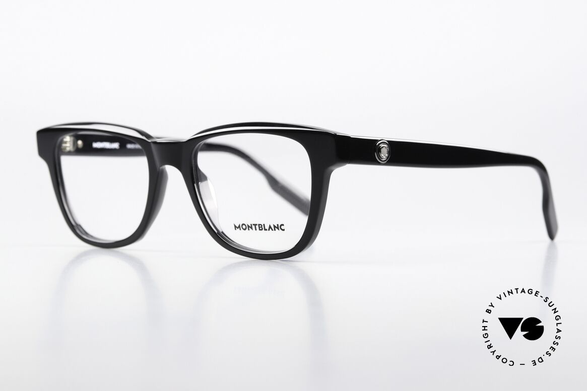 Montblanc MB0178O Vollrandbrille Eckig Schwarz, sehr elegante Herrenbrille, zeitlose Azetat-Fassung, Passend für Herren