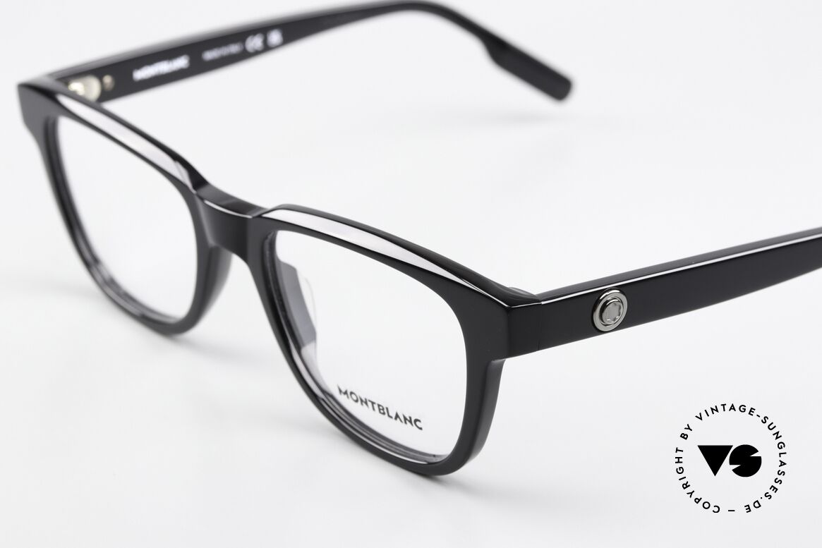 Montblanc MB0178O Vollrandbrille Eckig Schwarz, aber auch als markante Damenbrille ein Hingucker, Passend für Herren