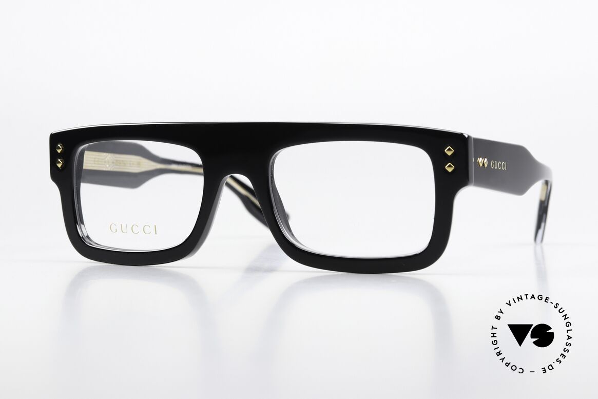 Gucci GG1085O Dicker Rahmen Logo Gold, Gucci Brille GG1085O, Größe 52-21, 145, c. 001, Passend für Herren