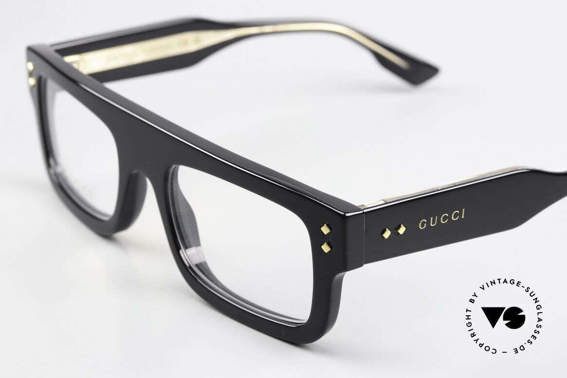 Gucci GG1085O Dicker Rahmen Logo Gold, enorm stabile Brillenfassung (made in ITALY), Passend für Herren