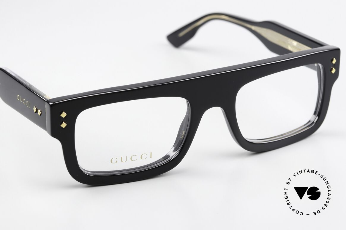 Gucci GG1085O Dicker Rahmen Logo Gold, ungetragenes Modell inkl. Gucci Etui & Putztuch, Passend für Herren