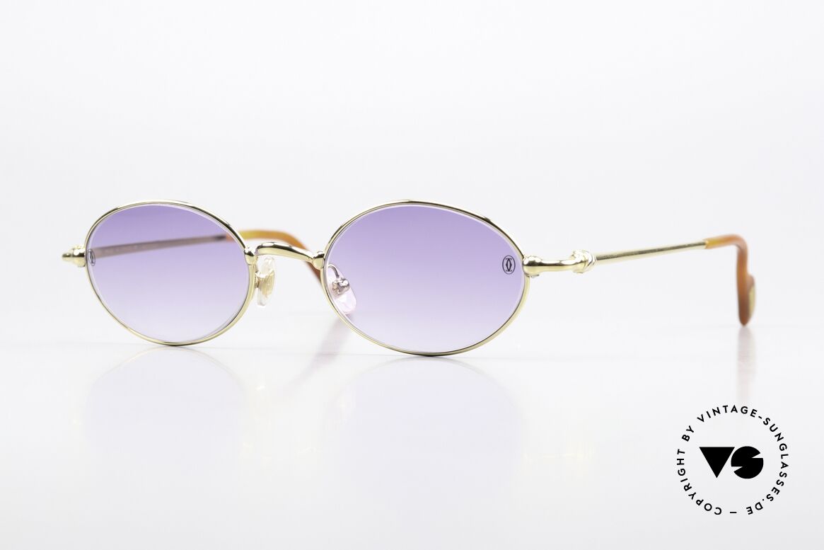 Cartier Filao - S Small Oval Sonnenbrille 22kt, ovale Cartier Sonnenbrille, S Größe 47/19, 130, Passend für Herren und Damen