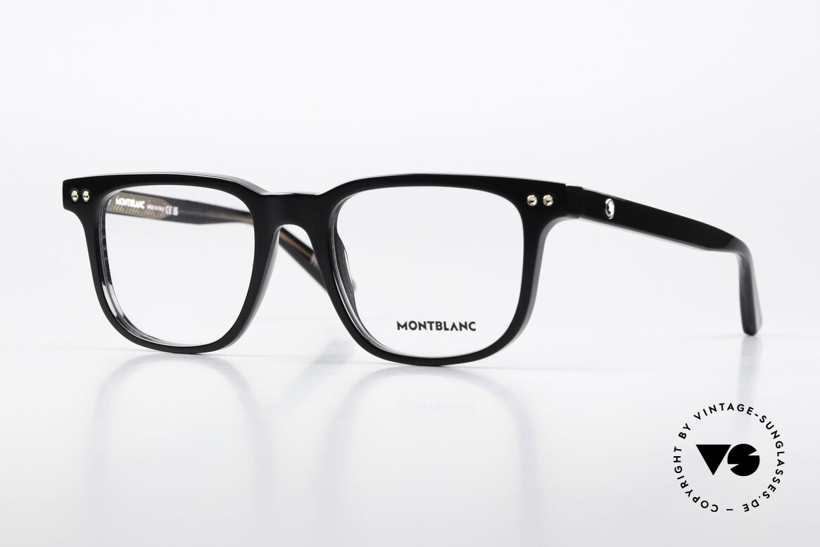 Montblanc MB0256O Vollrandbrille Schwarz Men, eckige Brille von Montblanc, MB0256O; Größe 53/20, Passend für Herren