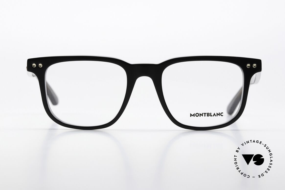 Montblanc MB0256O Vollrandbrille Schwarz Men, charakteristisches Montblanc-Logo als Bügeldekor, Passend für Herren