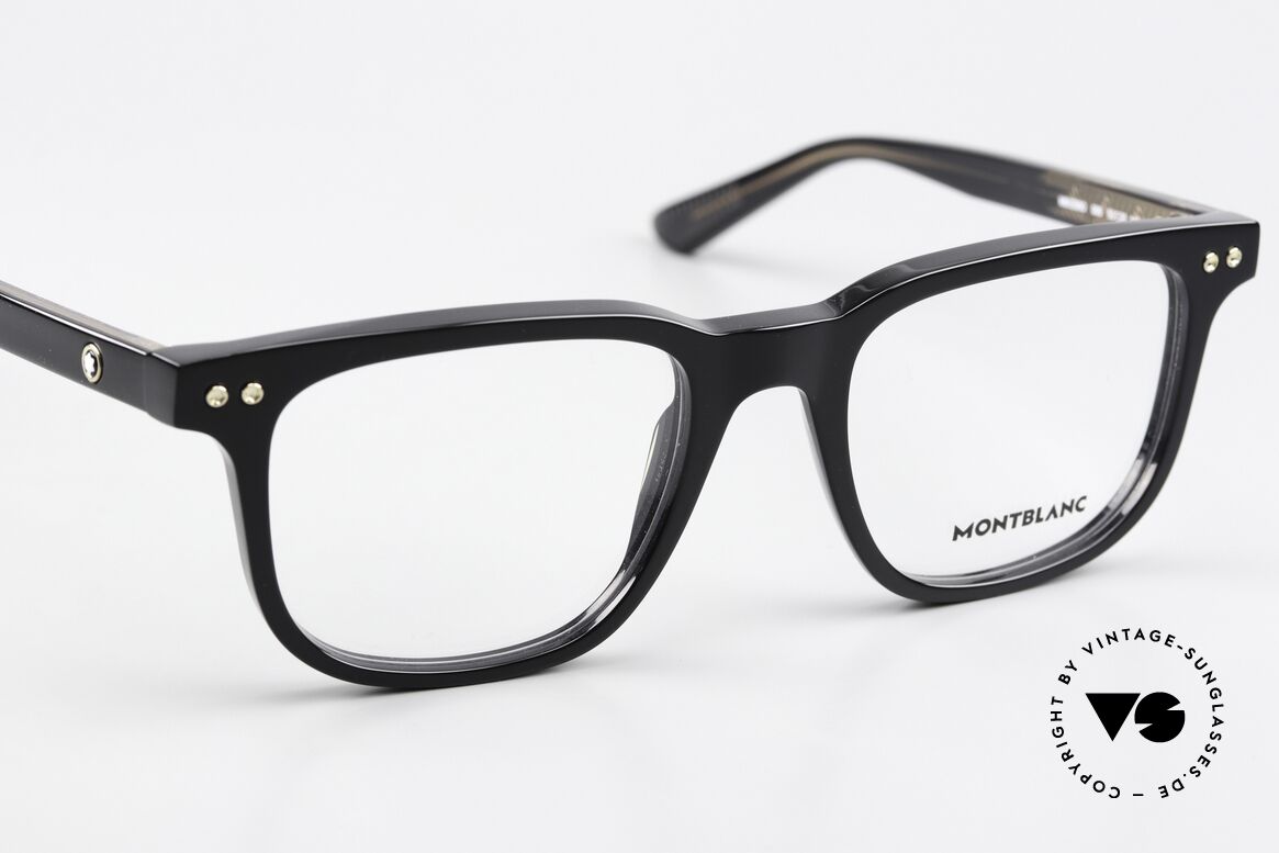 Montblanc MB0256O Vollrandbrille Schwarz Men, die LARGE Fassung kann beliebig verglast werden, Passend für Herren