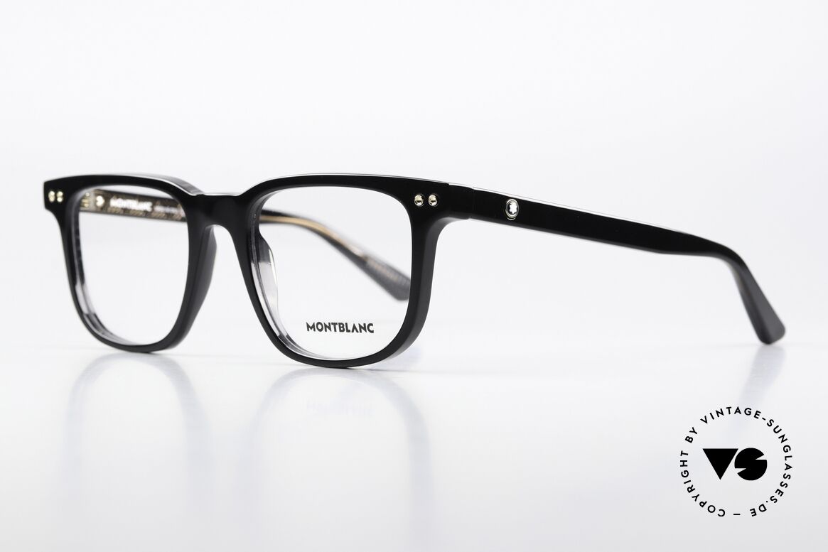 Montblanc MB0256O Vollrandbrille Schwarz Men, sehr elegante Herrenbrille, zeitlose Azetat-Fassung, Passend für Herren