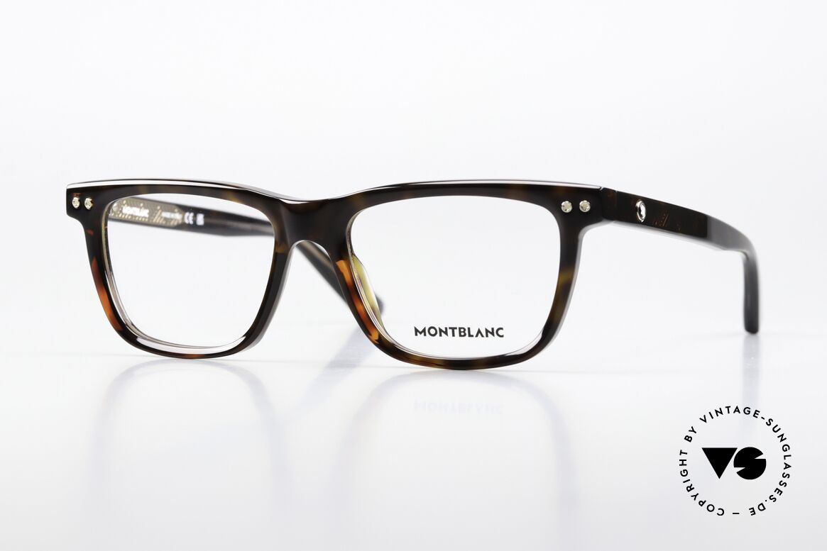 Montblanc MB0322O Vollrandbrille Schildpatt, eckige Brille von Montblanc, MB0322O; Größe 51/17, Passend für Herren und Damen