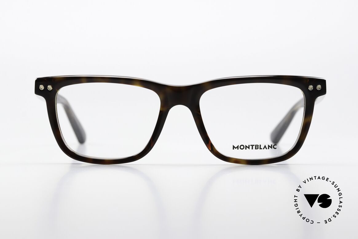 Montblanc MB0322O Vollrandbrille Schildpatt, charakteristisches Montblanc-Logo als Bügeldekor, Passend für Herren und Damen