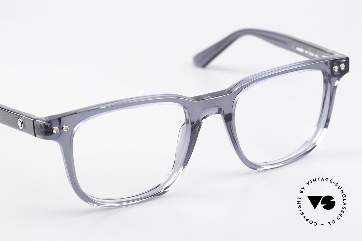 Montblanc MB0256O Blaugraue Azetat Fassung, die LARGE Fassung kann beliebig verglast werden, Passend für Herren