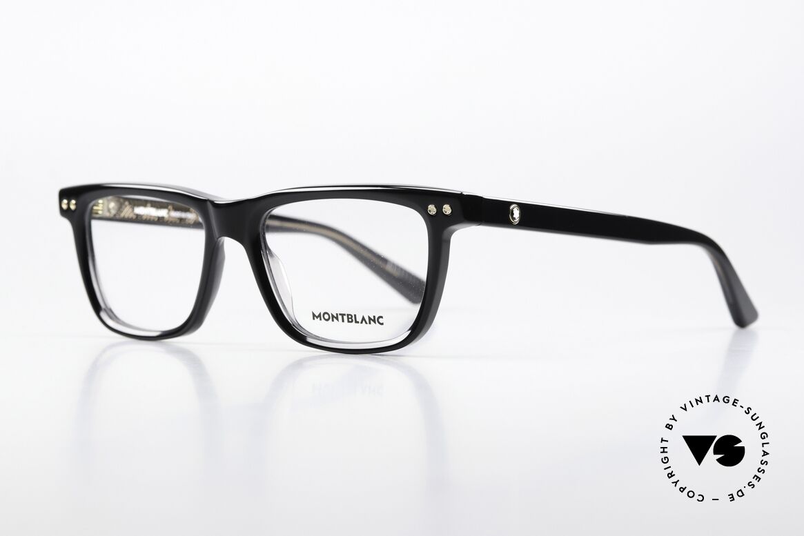 Montblanc MB0322O Brille Eckig Schwarz Vollrand, sehr elegante Herrenbrille, zeitlose Azetat-Fassung, Passend für Herren und Damen
