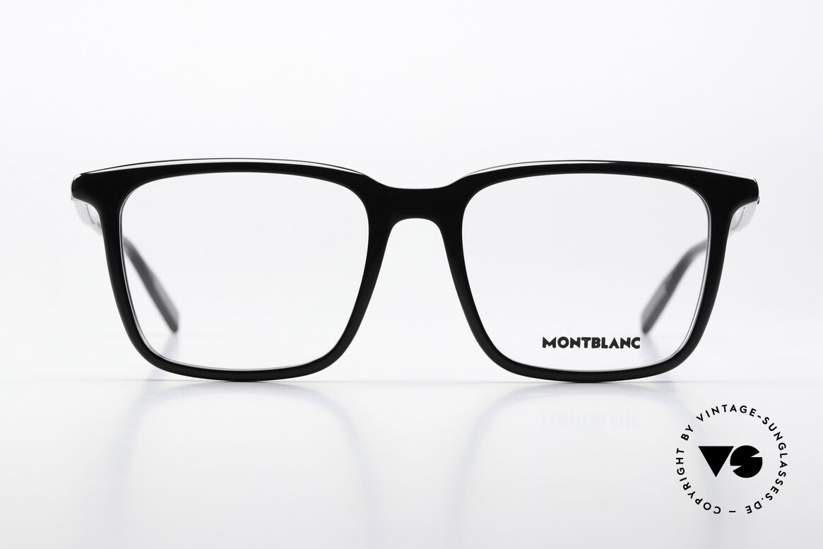 Montblanc MB0011O Brille Large Size In Schwarz, charakteristisches Montblanc-Logo als Bügeldekor, Passend für Herren