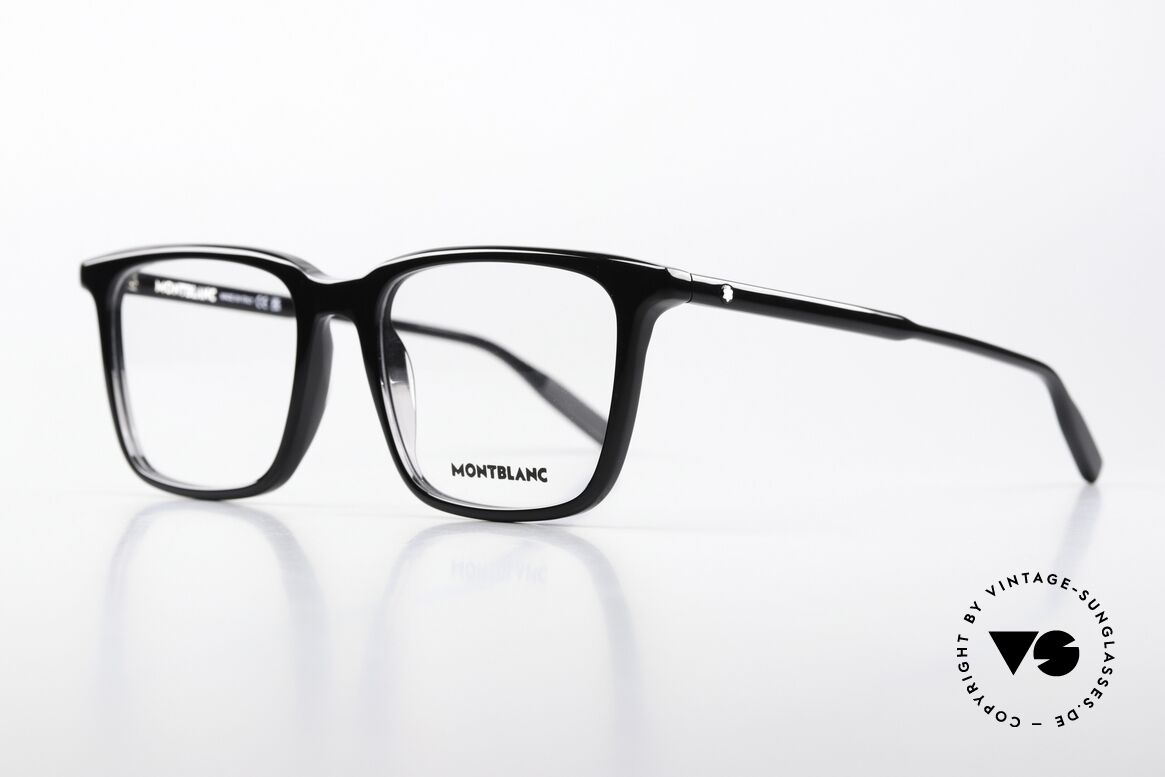 Montblanc MB0011O Brille Large Size In Schwarz, sehr elegante Herrenbrille, zeitlose Azetat-Fassung, Passend für Herren