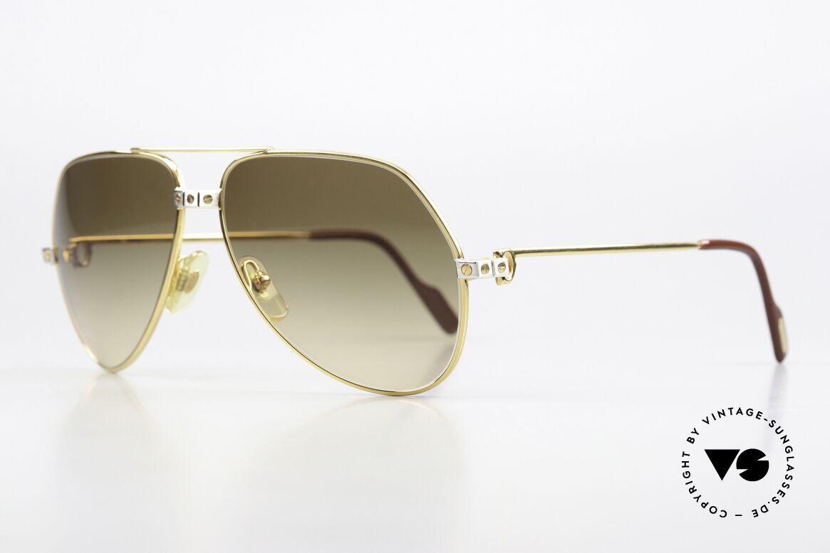 Cartier Vendome Santos - M Aviator Brille Braun Verlauf, Santos-Dekor (3 Schrauben): Medium Größe 59-14, 140, Passend für Herren und Damen