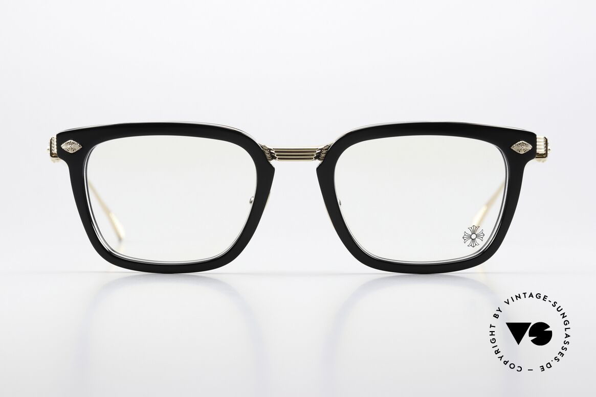 Chrome Hearts Overpoked Luxusbrille Unisex Vergoldet, unisex Modell, Gr. 53/21, Black / Gold-Plated, Passend für Herren und Damen