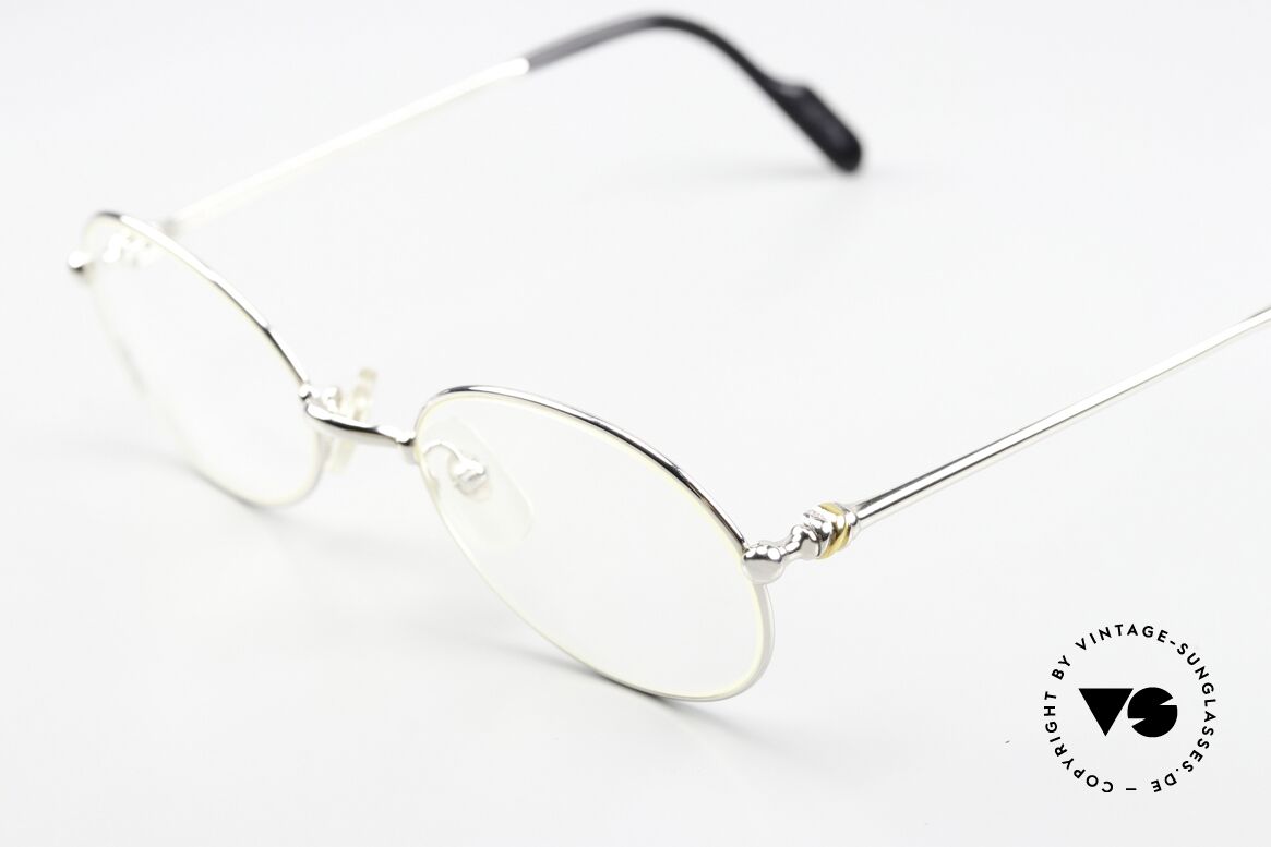 Cartier Saturne - S Ovale 90er Luxusbrille Unisex, kostbare, platin-plattierte Fassung, S Größe 49°19, 130, Passend für Herren und Damen