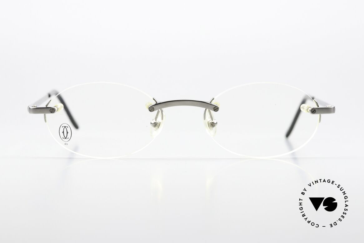 Cartier T-Eye Oval Titanium Brille Randlos, "O" steht für OVAL, Größe 49/19; 135mm Bügel, Passend für Herren und Damen