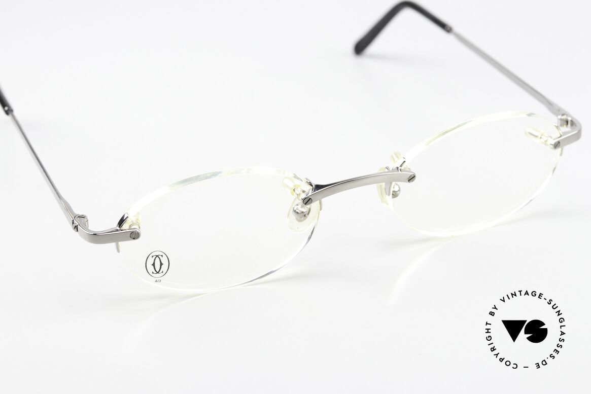 Cartier T-Eye Oval Titanium Brille Randlos, ungetragenes Cartier Original von 2006 + Etui, Passend für Herren und Damen